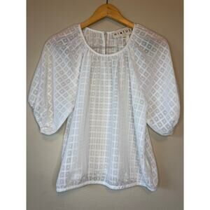 Boho Cottagecore Hiatus White bubble sleeve blouse
